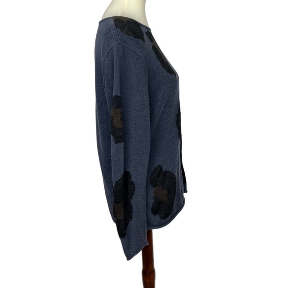 Paperwhite Sweater Womens XL Blue Black Brown Animal Print Wool‎ Angora Rayon - Picture 2 of 10